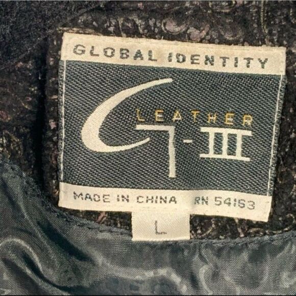 Vintage 80's Jacket Leather Bomber Multimedia Metallic Embossed Suede Black L - Picture 4 of 16